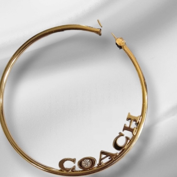 NEW COACH GOLDTONE HOOP EARRINGS - Picture 3 of 4
